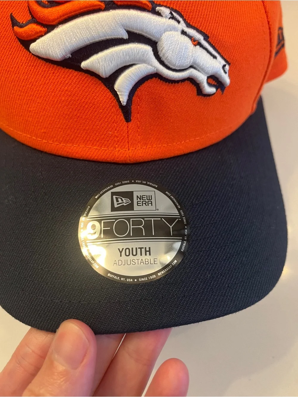 New Era 9FORTY Denver Broncos NFL Youth Adjustable Cap Hat Orange Blue